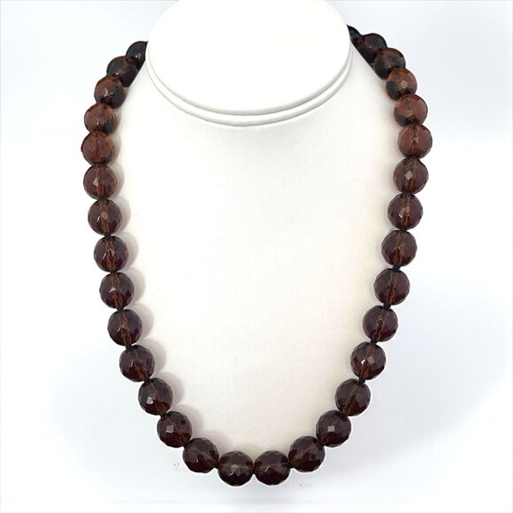 Vintage Joan Rivers Necklace Brown Faceted Czech Glass Beads 10W - Picture 1 of 4